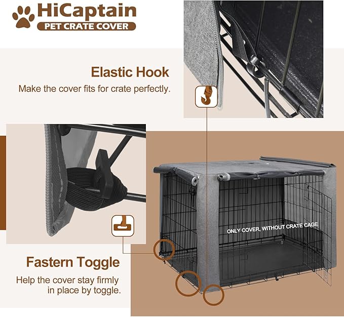 HiCaptain Breathable Dog Crate Cover 42 Inch, Durable Heavy Duty Kennel Cover - Image 3