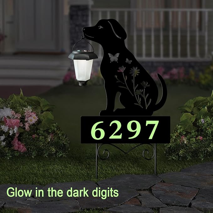 Solar Dog Garden Stakes Dog Holding Solar Lantern Decor Stakes Animal Yard - Image 2