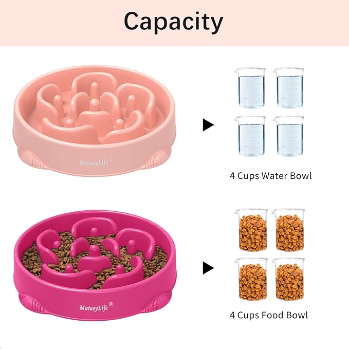 MateeyLife Large Slow Feeder Dog Bowls 2PCS, Anti-Choking Puzzle Dog Food Bowls - Image 5