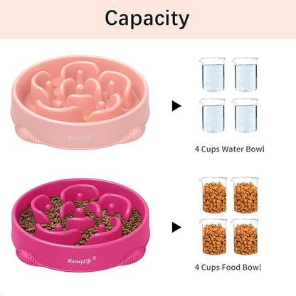 MateeyLife Large Slow Feeder Dog Bowls 2PCS, Anti-Choking Puzzle Dog Food Bowls - Image 5