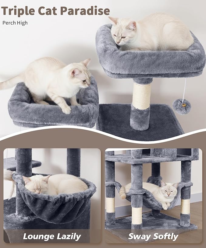 AMHANCIBLE 70 Inch Cat Tree for Large Cats, Tall Heavy Duty Kitty Playhouse - Image 3