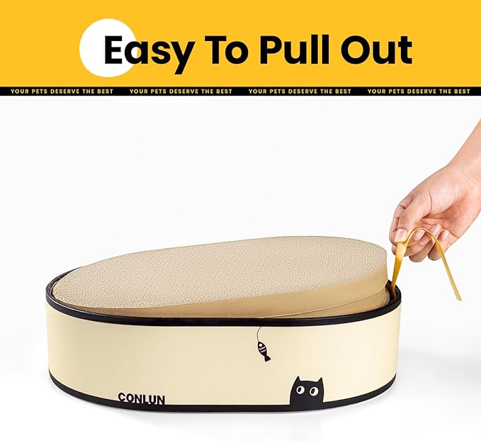 Conlun Cat Scratcher Box with 4 Cat Scratching Board Reversible Cat Scratch Pad - Image 7