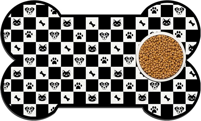 Pet Dog Cat Food Mat, Absorbent Bone Shaped Dog Bowl Mats - Image 2
