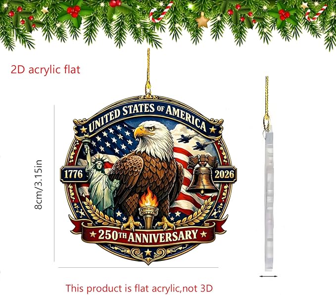 6 Pcs 4th of July 250th Anniversary Ornament 2D Acrylic 1776-2026 American - Image 5