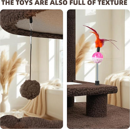 YUNIQUE Cat Tree with Cat Condo Scratch Posts Scratch Tablet and Big Hammock - Image 7