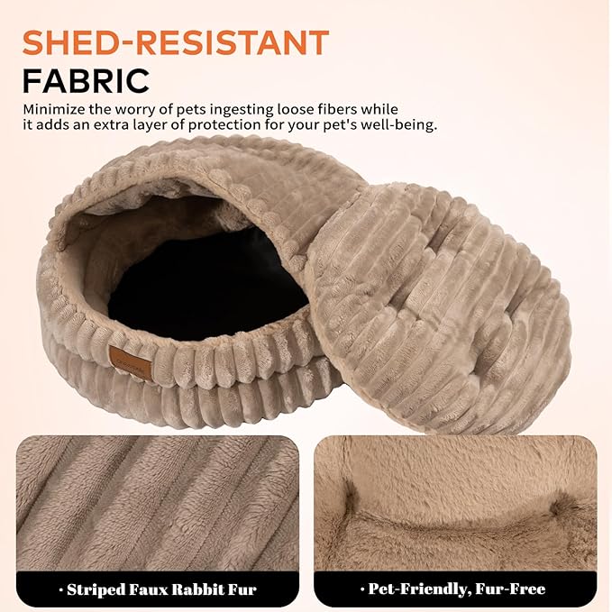 CHEERPALS Cat Cave Bed for Indoor Cats, Washable Covered Cat Bed Hooded Kitty - Image 3