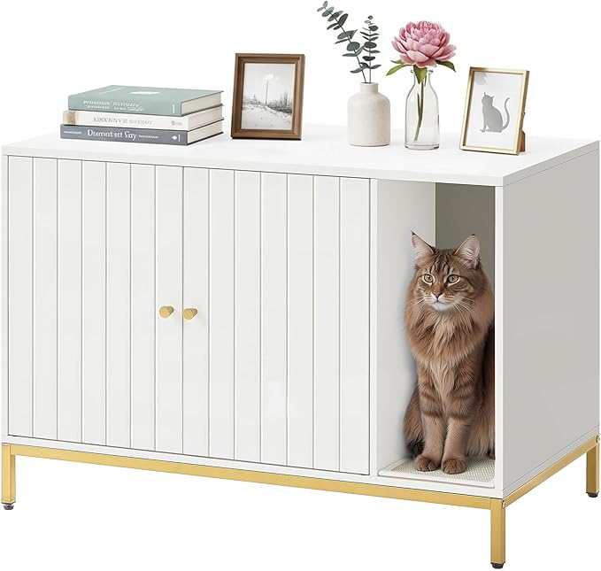 Feandrea Cat Litter Box Enclosure, Hidden Litter Box Furniture by FeandreabySONGMICSHOME