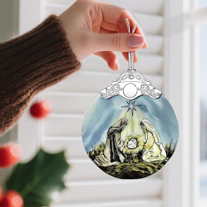 Stained Glass Nativity Ornament, Religious Christmas Ornaments, Christmas - Image 2