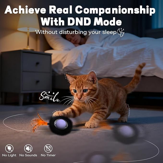 Interactive Cat Toy with Motion Activated Ball & 7 Holes Maze Mat, Hide and - Image 6