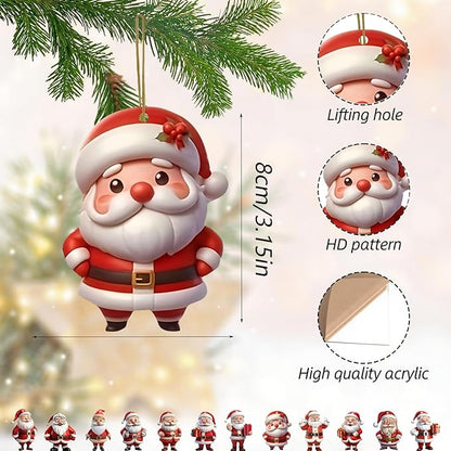 12 Pcs Christmas Tree Ornaments Funny Cartoon Santa Claus Designs Xmas Tree - Image 2