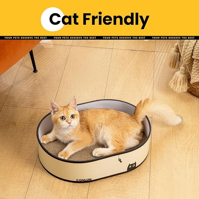 Conlun Cat Scratcher Box with 4 Cat Scratching Board Reversible Cat Scratch Pad - Image 6