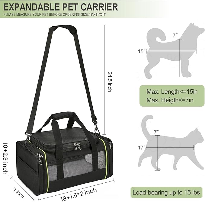 Black Expandable Pet Carrier for Cats/Dogs - Image 4