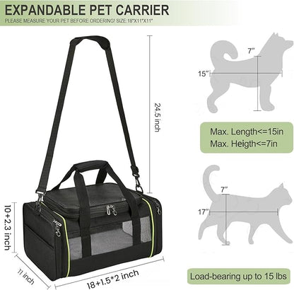 Black Expandable Pet Carrier for Cats/Dogs - Image 4