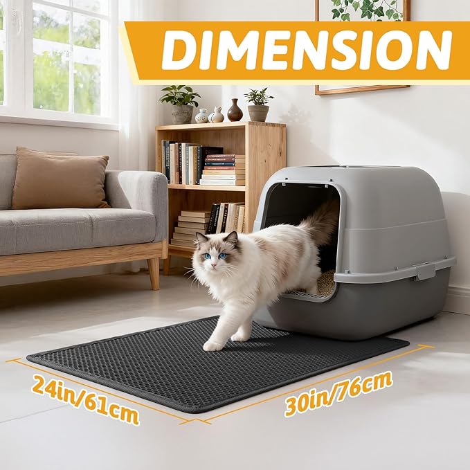 Pieviev Cat Litter Mat Double Layer Waterproof Urine Proof Trapping Mat 1 Pack) - Image 2
