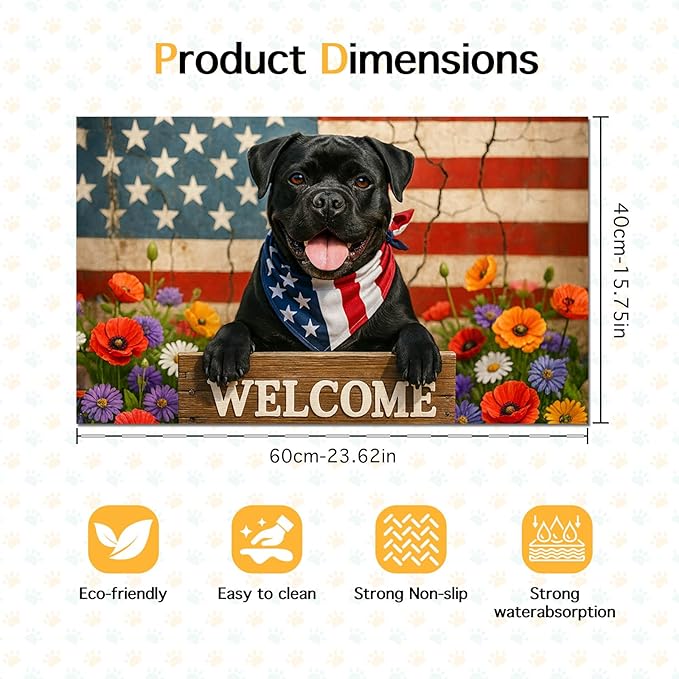 HOMETITUTE Dog Food Mat 4th of July Flag Pet Food Mats Independence Day - Image 6