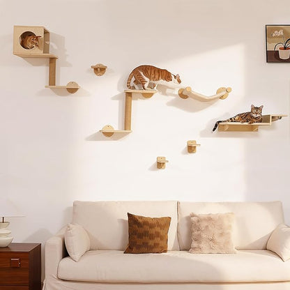 FUKUMARU Cat Wall Shelves, 3 in 1 Cats Walls Furniture Set, Food Station - Image 8