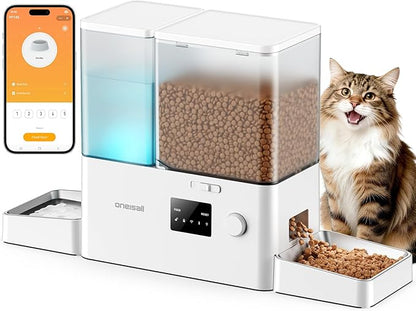 oneisall WiFi Automatic Cat Feeder and Water Dispenser, 2-in-1 Timed Cat Feeder by oneisall