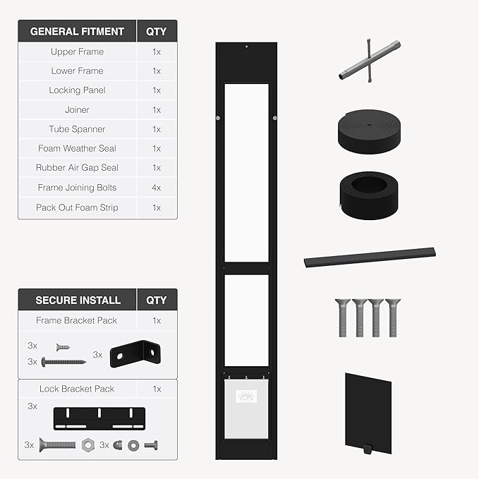 Hakuna Pets Black Glass Patio Pet Door - Image 8