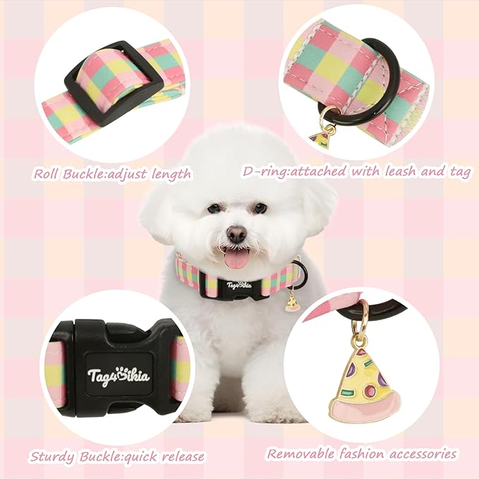 Dog Collar with Colorful Check Pattern, Spring Summer Collection Dog Collar - Image 2