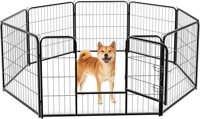 DUMOS Dog Playpen Indoor, Metal 32 Inch 8 Panels Foldable Pet Fence by DumosLifestyle