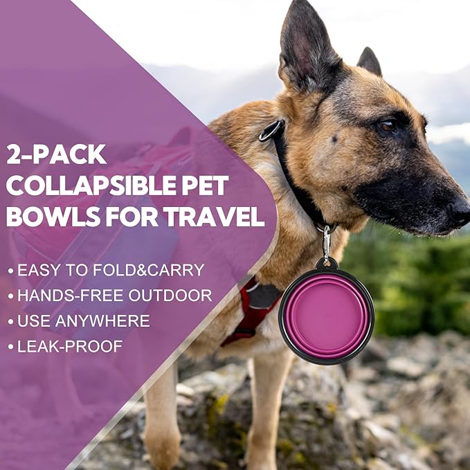 Collapsible Dog Bowl 2 Pack, Dog Water Bowls - Image 5