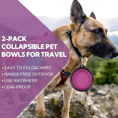 Collapsible Dog Bowl 2 Pack, Dog Water Bowls - Image 5