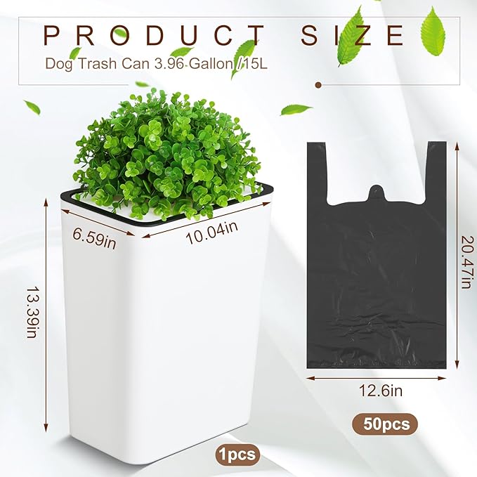 Jingmore Dog Poop Trash Can Outside 3.96 Gal/15 L Plant Styled Dog Waste Trash - Image 2