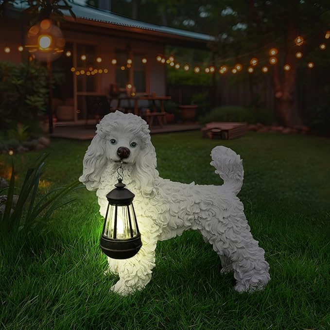 White Poodle Dog Garden Statue - Image 8