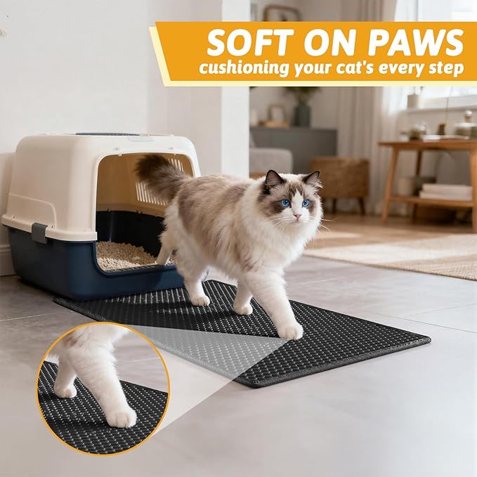 Pieviev Cat Litter Mat Double Layer Waterproof Urine Proof Trapping Mat 1 Pack) - Image 4