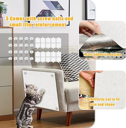 Cat Scratch Mat, 118.5"x17.4" Trimmable Self-Adhesive Cat Scratch Furniture - Image 4