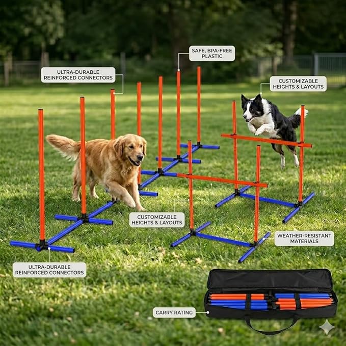 Dog Agility Training Equipment, 4-Sets Adjustable Dog Jumps & Hurdles Set - Image 2