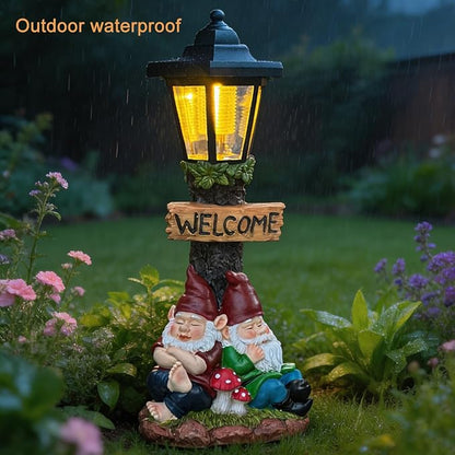 Garden Gnome Statue with Solar Lights, Outdoor Figurine Light - Image 6