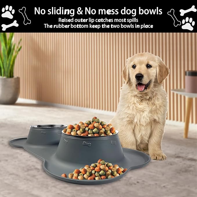 AsFrost Dog Food Bowls Stainless Steel Dog Food & Water Bowl Set - Image 5