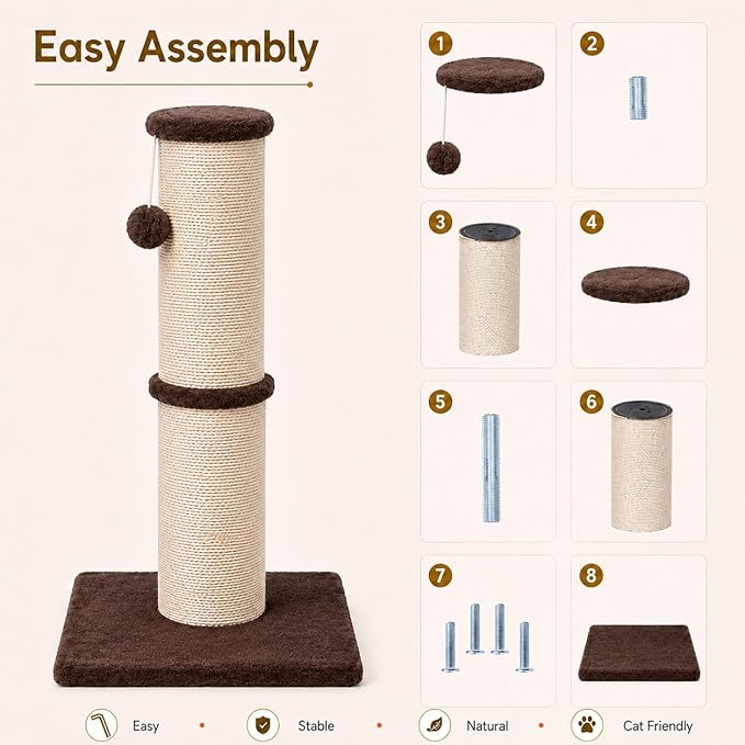 PAWSCRAT Cat Scratching Post 32 Inch High, 5.5 Inch Large Diameter Natural - Image 7