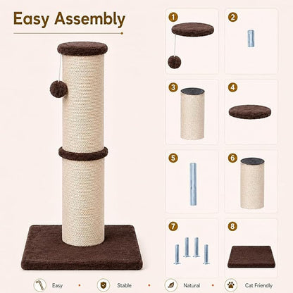 PAWSCRAT Cat Scratching Post 32 Inch High, 5.5 Inch Large Diameter Natural - Image 7