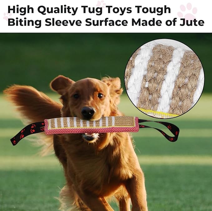 DGSL Dog Tug Toy, Tug of War Dog Toy Jute Bite Pillow - Image 3