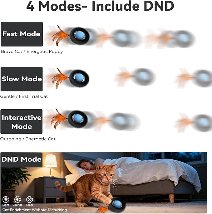Interactive Cat Toy with Motion Activated Ball & 7-Hole Play Mat, Hide and Seek - Image 8