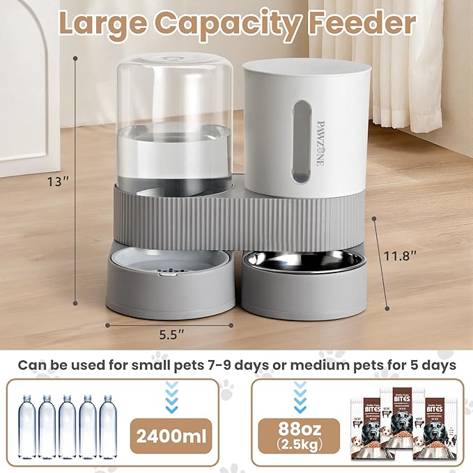 2 Pack Automatic Cat Feeder Stainless Steel Water Dispenser Gravity Food Feeder - Image 2