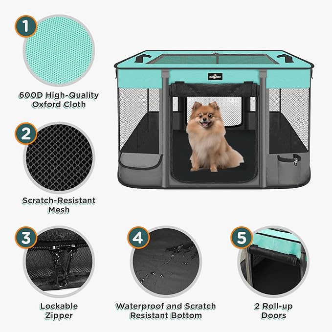 Paw Ballet Foldable Pet Kitten Playpen, Waterproof Portable Dog Cat Playpen - Image 3