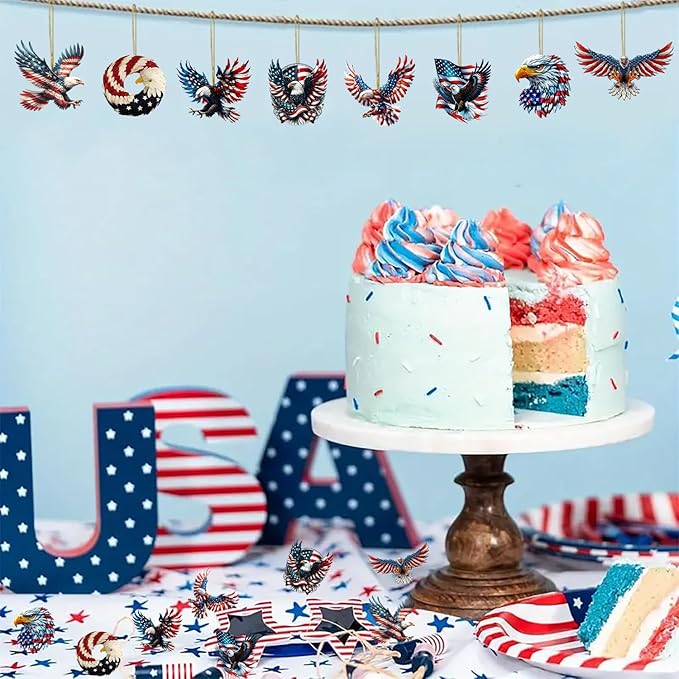 8 Pcs 4th of July Hanging Ornaments Eagle Independence Day Decorations Acrylic - Image 3
