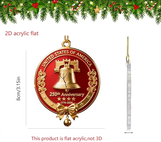 6 Pcs 250th Anniversary Liberty Bell Hanging Ornament Indoor Outdoor Decor - Image 5