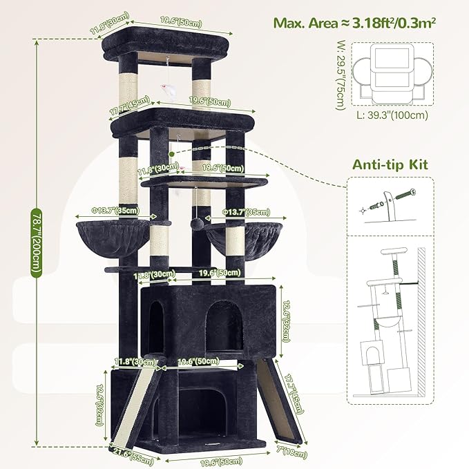 Globlazer Heavy Duty Cat Tree 78 inch Sturdy Cat Tower - Image 6
