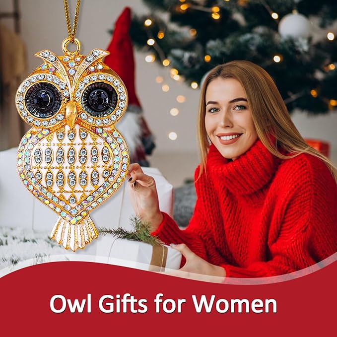Owl Christmas Ornaments, Handmade Gold Metallic Ornament - Image 2