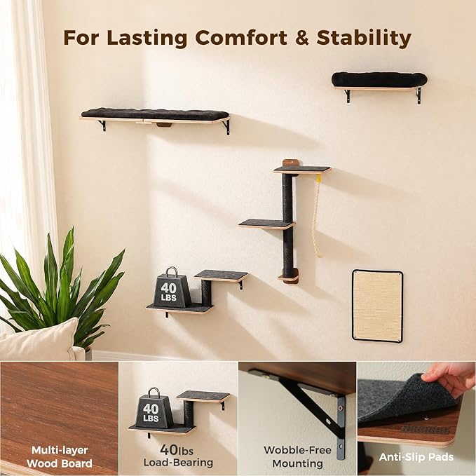 PAWZ Road Cat Wall Shelves, Wood Cat Wall Furniture - Image 6