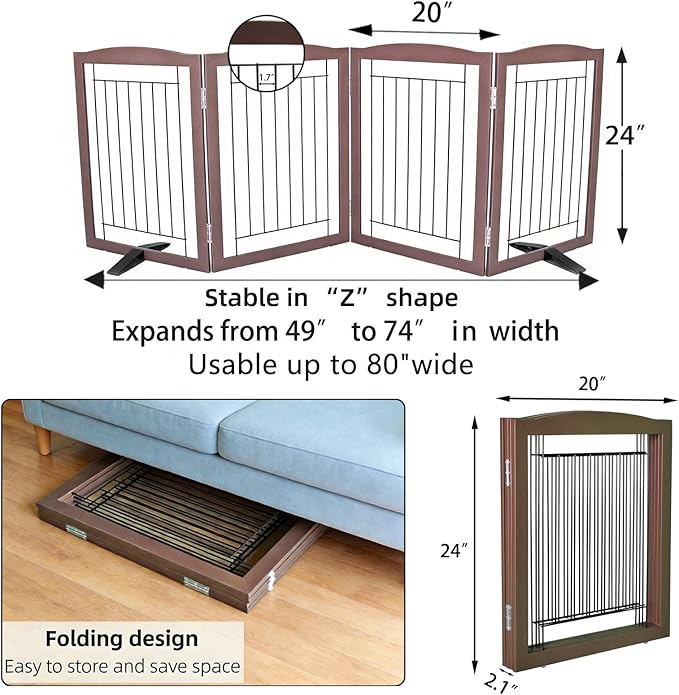 ZJSF Freestanding Dog Fence Indoor, Foldable Dog Gate - Image 7