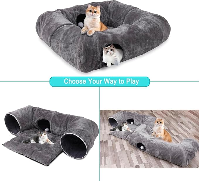 CLKHOWL Cat Tunnel Bed for Indoor Cats, Washable & Detachable Cat Bed, Cute - Image 5