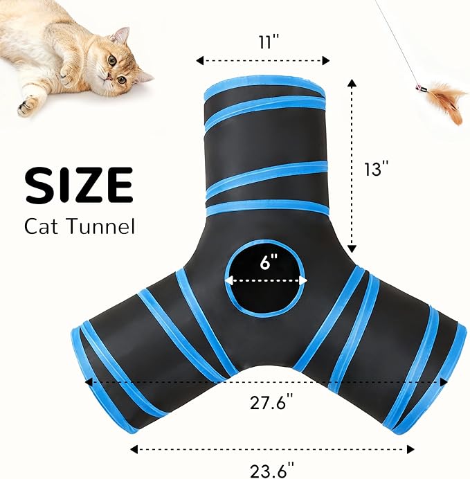 Tempcore Cat Tunnel for Indoor Cats, 3-Way Collapsible Play Tunnel - Image 2