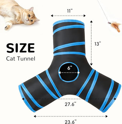 Tempcore Cat Tunnel for Indoor Cats, 3-Way Collapsible Play Tunnel - Image 2