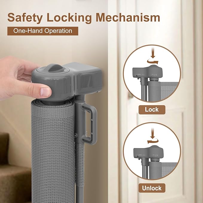 Miumoon 150 inch Retractable Baby Gates 34 inch Tall, Retractable Gate - Image 5