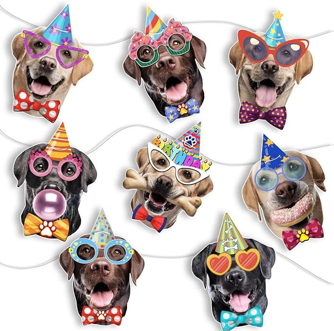 Labrador Dog Birthday Garland, Photographic Labrador Retriever Faces Birthday by Momapopup